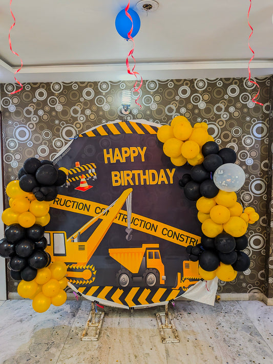 Construction Theme Birthday Decoration with balloons.