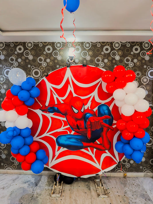 Spiderman Theme Birthday Decoration with balloons.