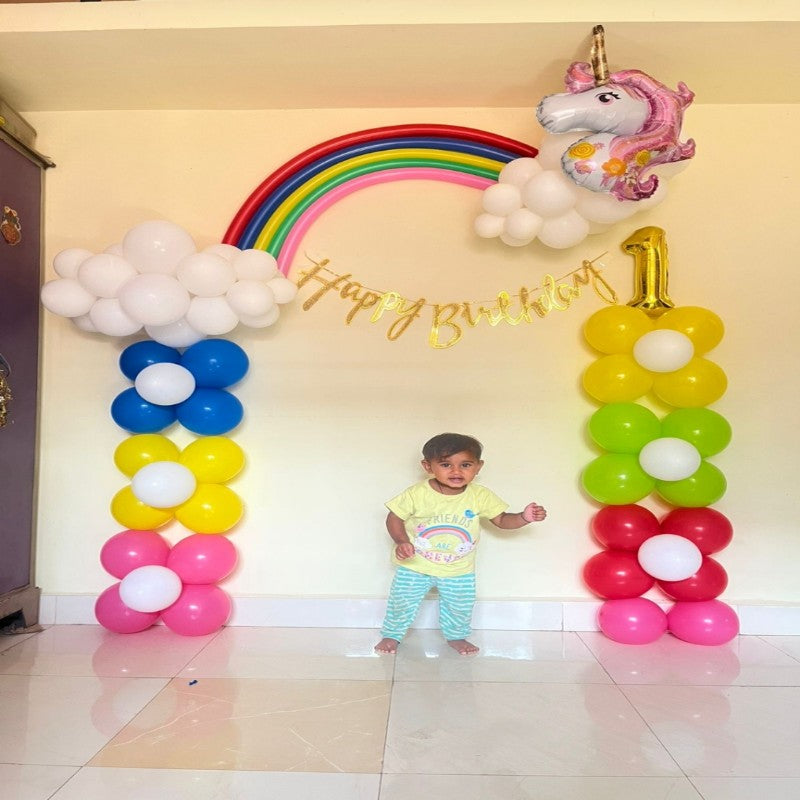 Unicorn Theme Birthday Balloons Decoration with Rainbow Touch