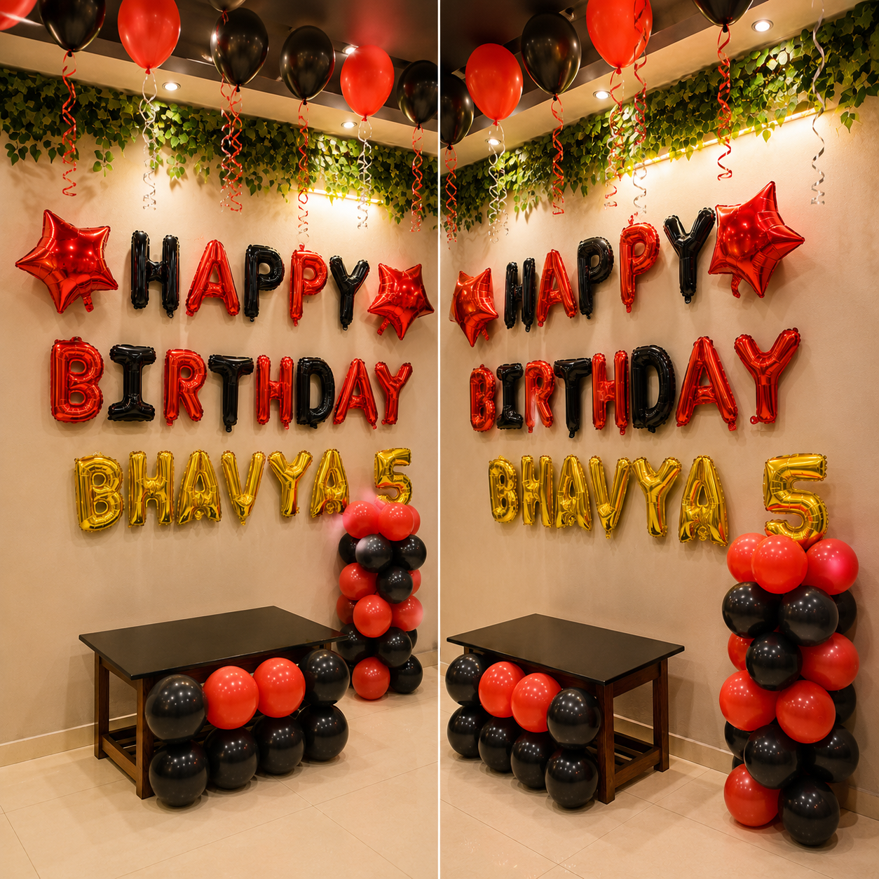 Red and black balloons birthday decoration