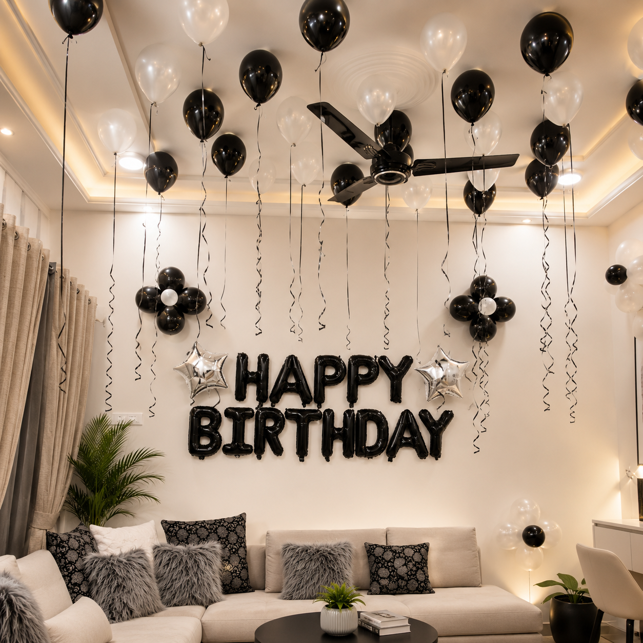 Simple Birthday Decoration with Metallic Shiny Balloons