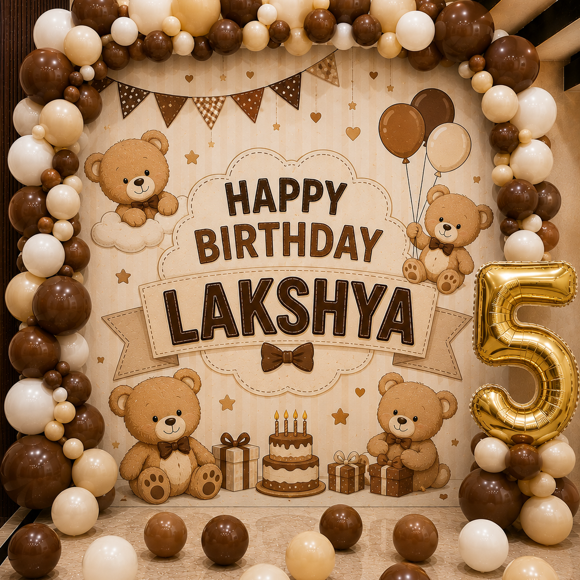 Teddy Theme Birthday Backdrop with Balloons in Bangalore, Hyderabad, Pune, Mumbai