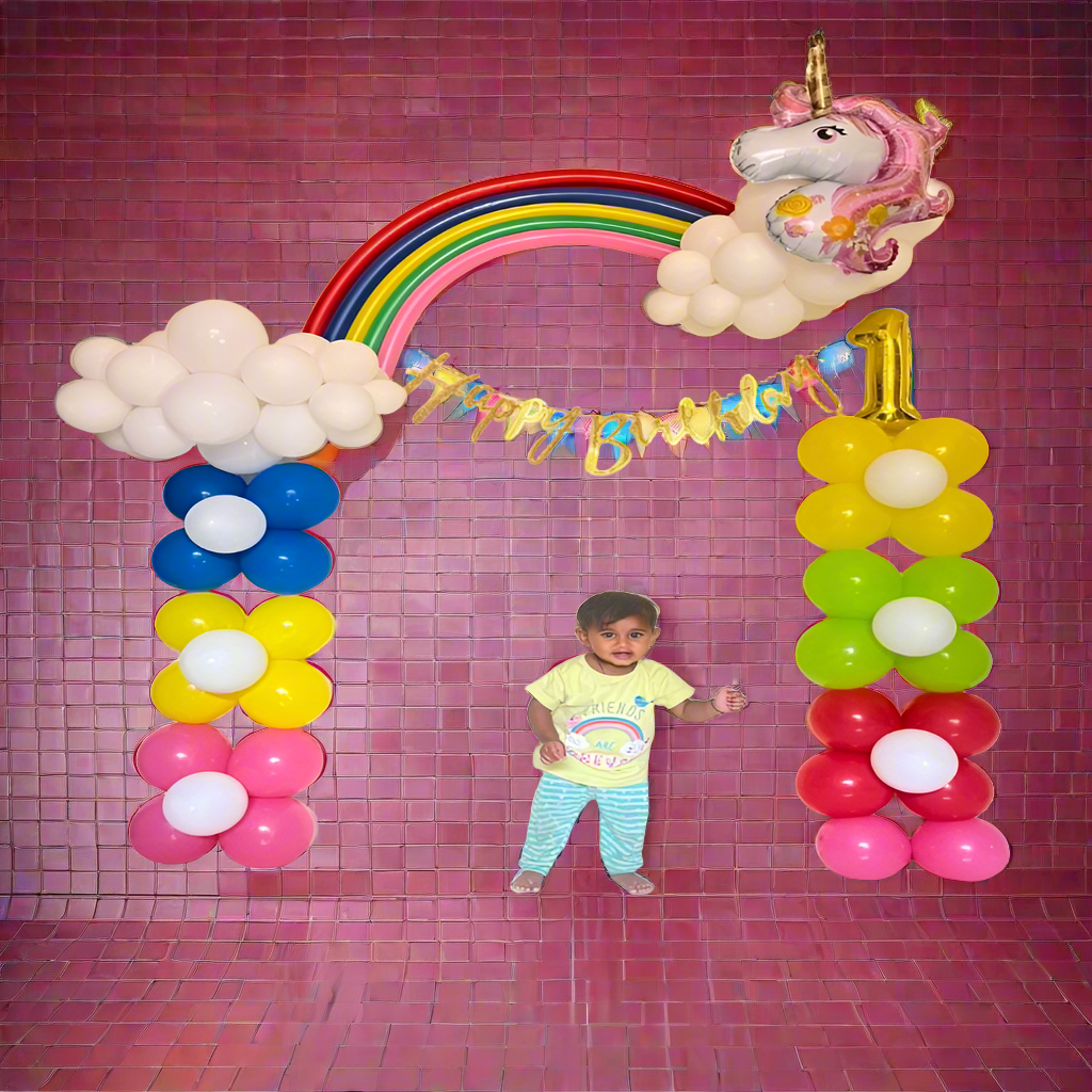 Unicorn Theme Birthday Balloons Decoration with Rainbow Touch