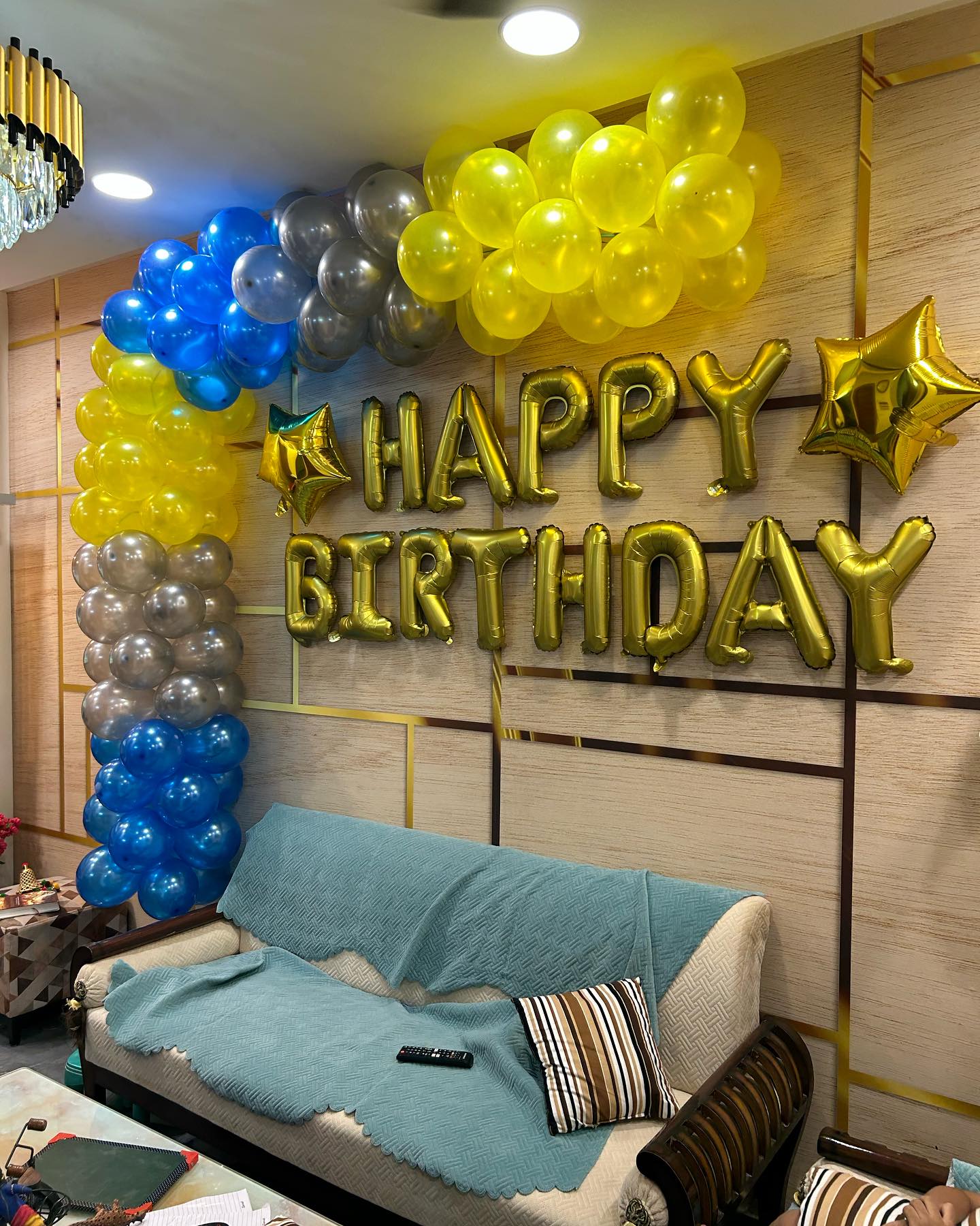 Multicolor premium mettalic arc birthday balloon decoration at home