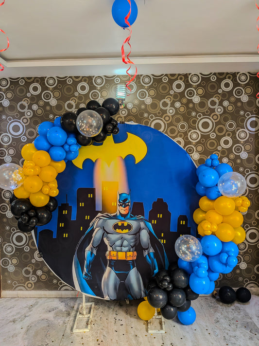 Batman Theme Birthday Decoration with balloons.
