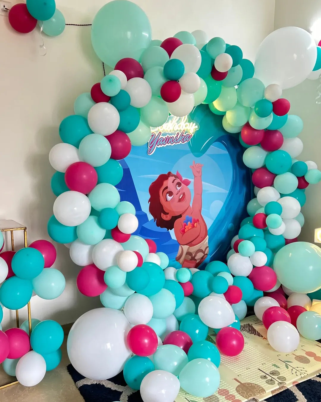 Moana Theme First Birthday Ring Balloon Decoration