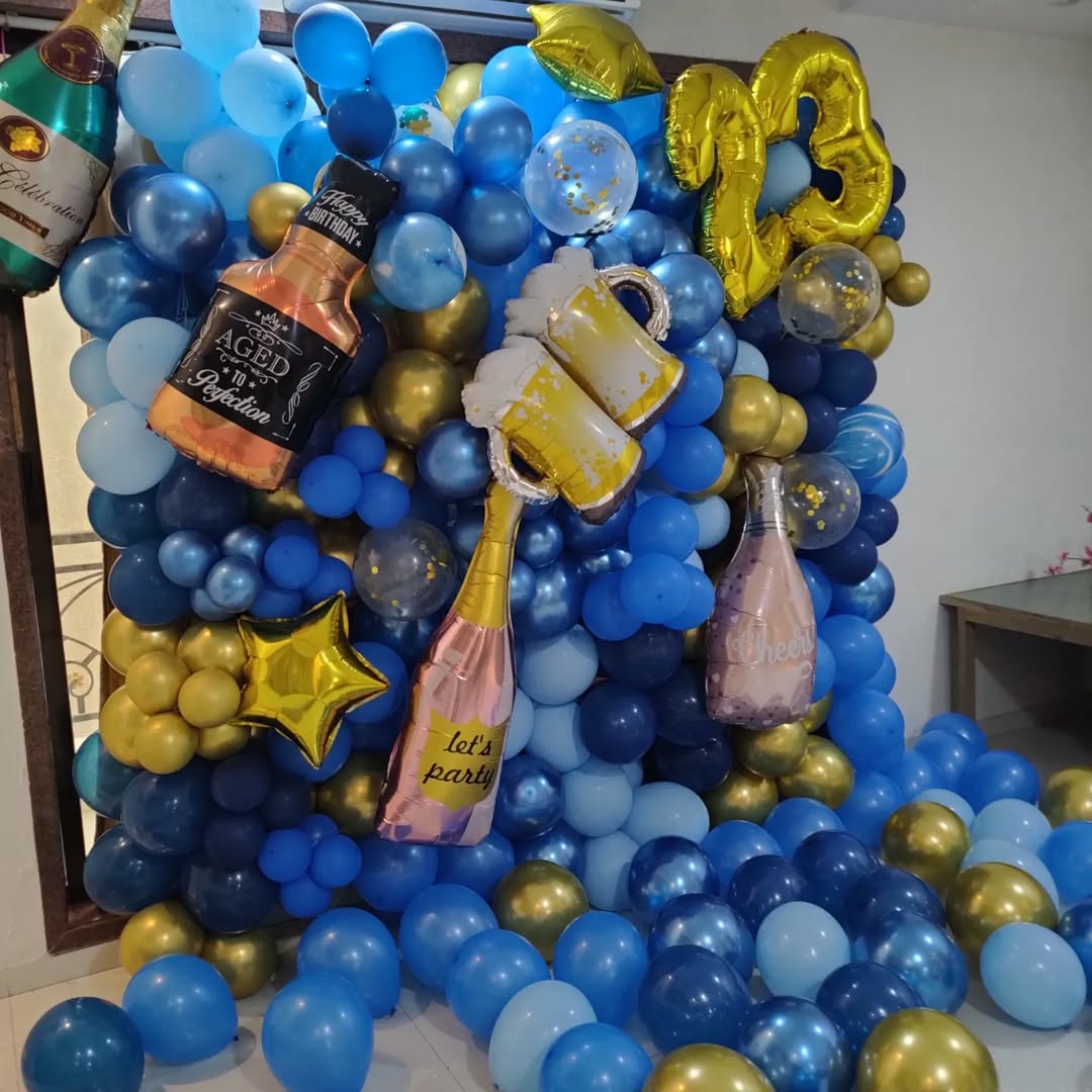 Balloon Wall Style Backdrop Birthday Balloons Decoration for adults.