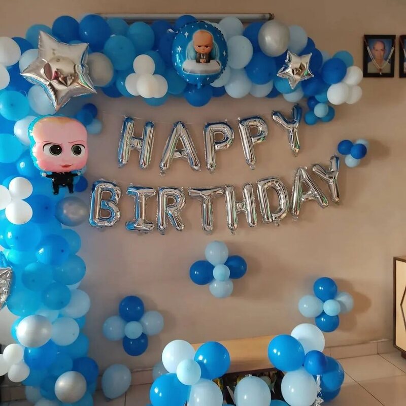 Balloon Decoration at home for Birthday Theme Boss Baby
