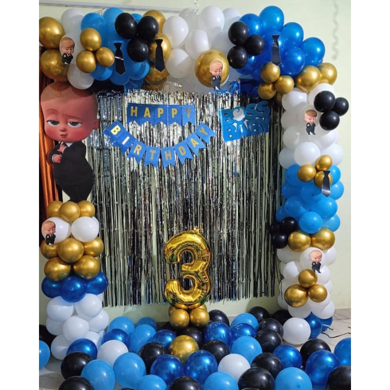 Birthday Boss Baby Theme Balloon Decoration at Home