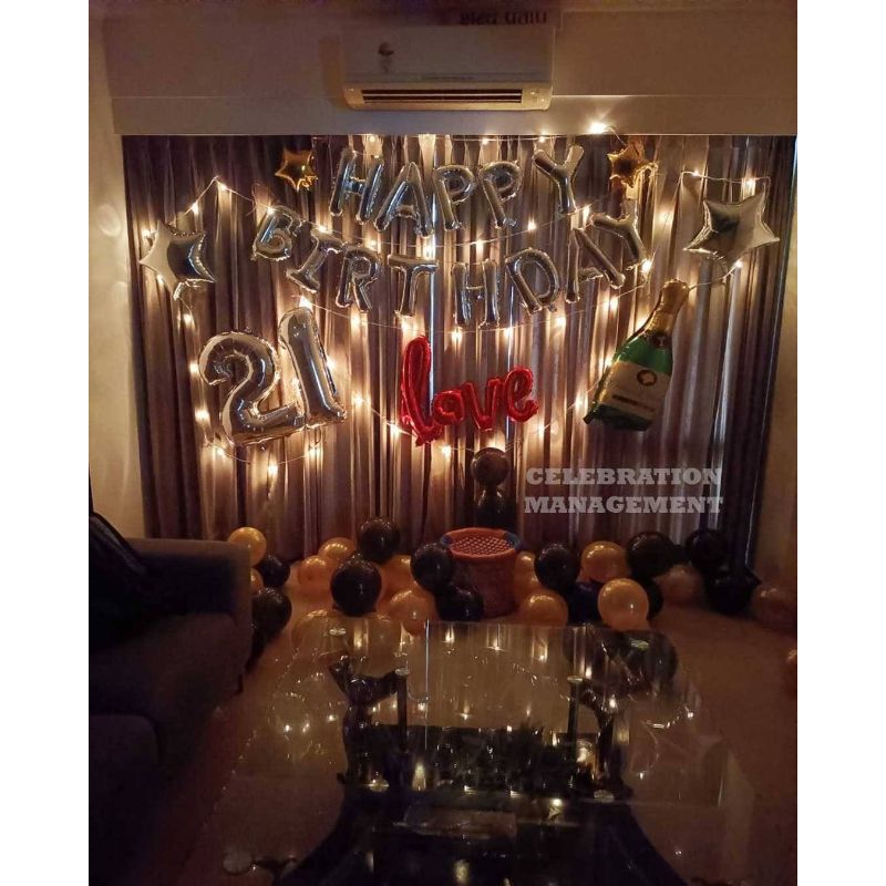 Romantic Balloon Decoration for Birthday Surprise for him