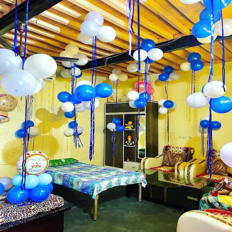 Welcome Baby Balloon Decoration for baby boy in room