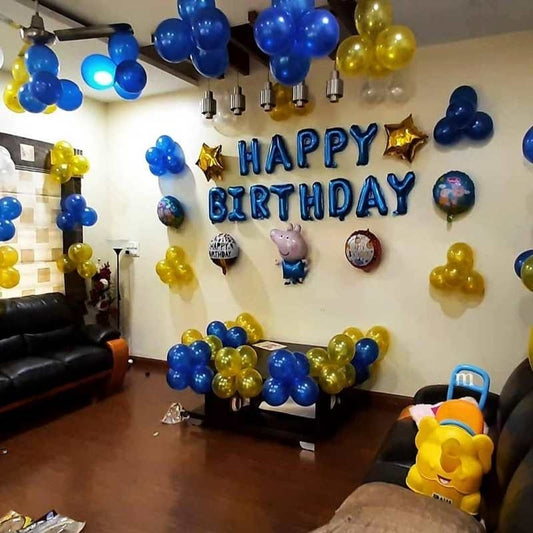 Peppa Pig Theme Balloon Decoration in living room