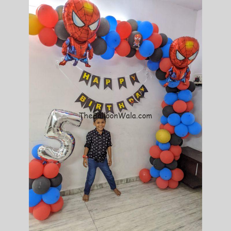 Spiderman theme Balloon Decoration arc design for kids – Theballoonwala