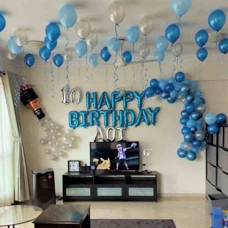 Blue Theme Balloon Decoration for Birthday Party
