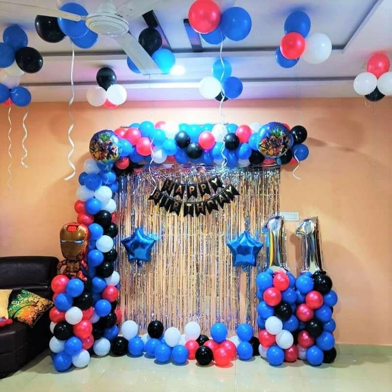 Arc Design Spiderman ThemeBalloon Decoration at Home for a Birthday Party