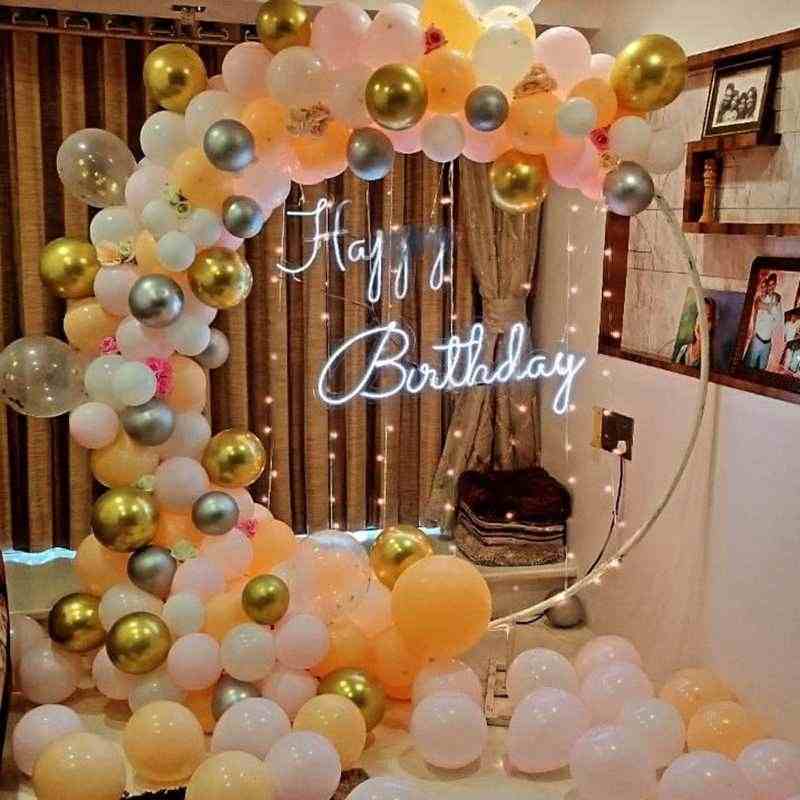 Balloon Ring Decoration with Fairy Lights for Birthday