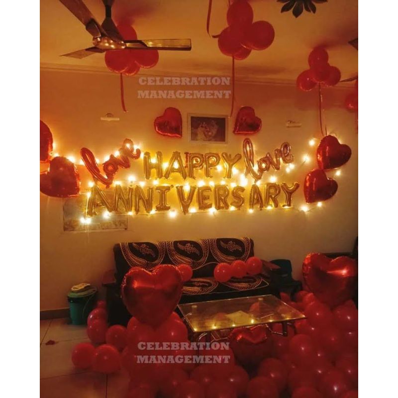 Romantic Balloon Decoration of Anniversary Surprise for Wife