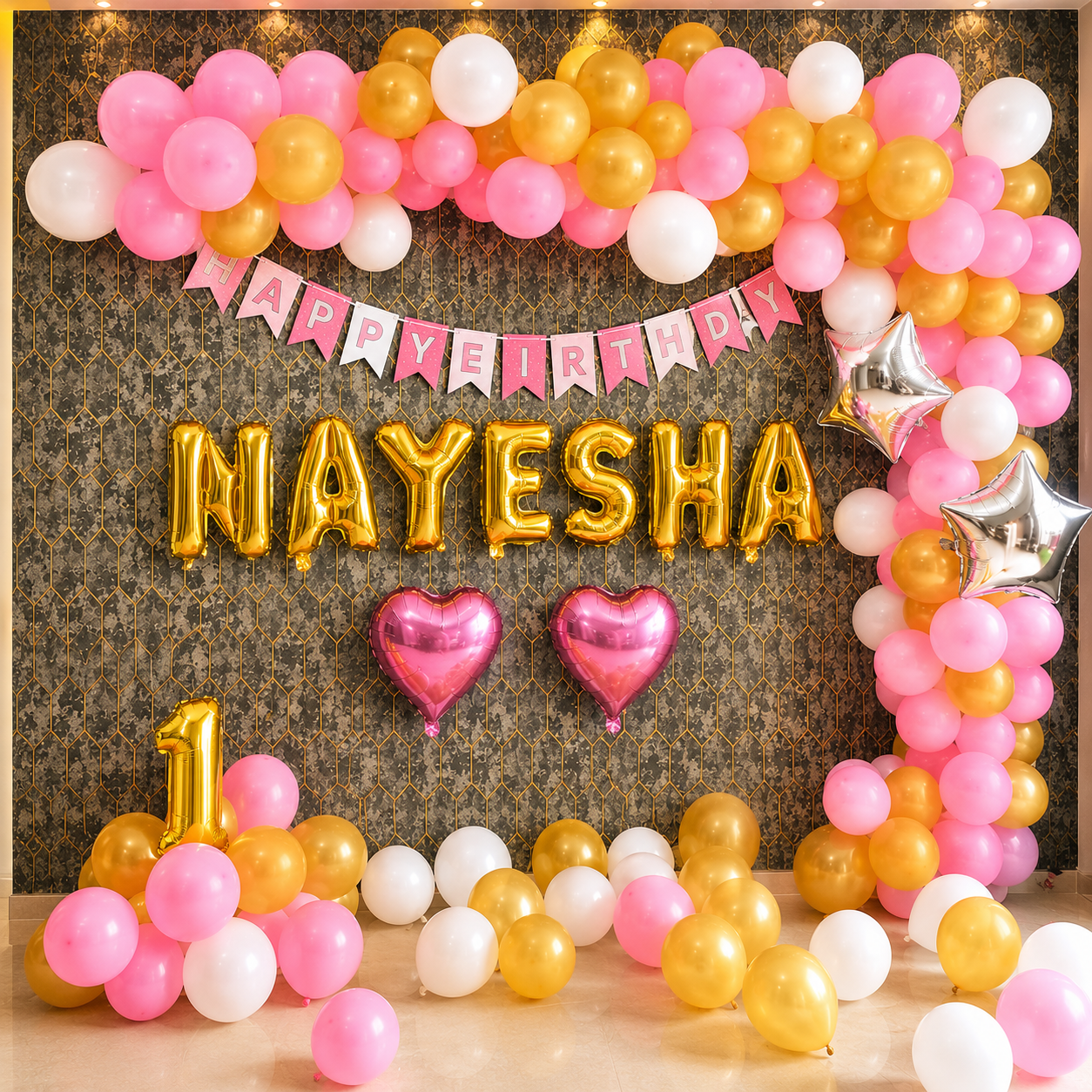 1st Birthday Decoration With Balloon for Baby Girls