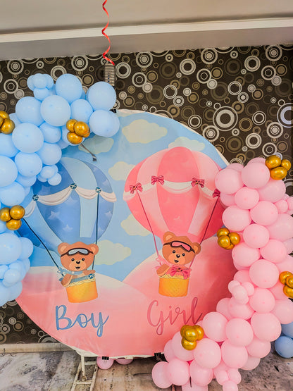 Baby Shower Hot Air Balloon Theme Ring Decoration with Pastel Balloons