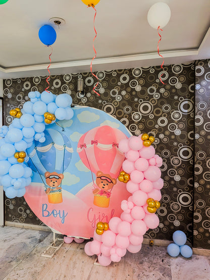 Baby Shower Hot Air Balloon Theme Ring Decoration with Pastel Balloons