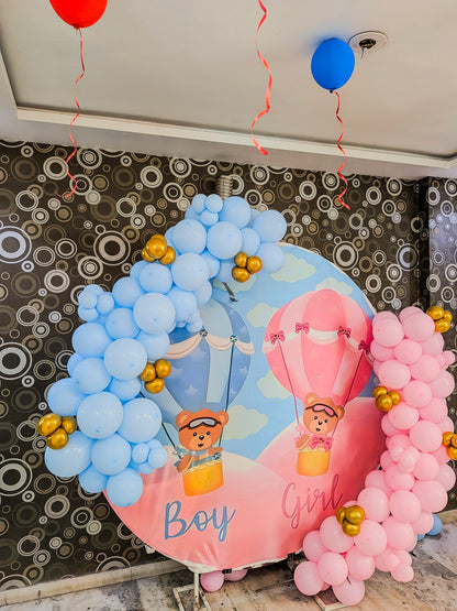 Baby Shower Hot Air Balloon Theme Ring Decoration with Pastel Balloons