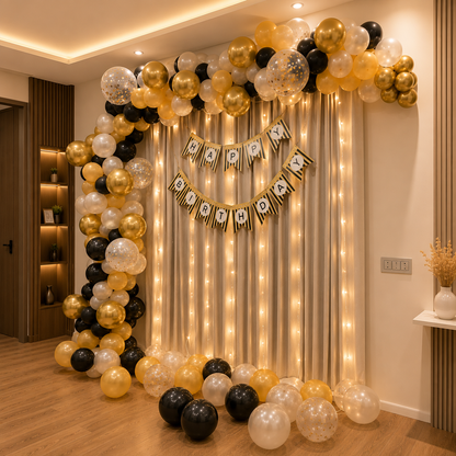Balloon Decoration on Wall with Fairy Lights