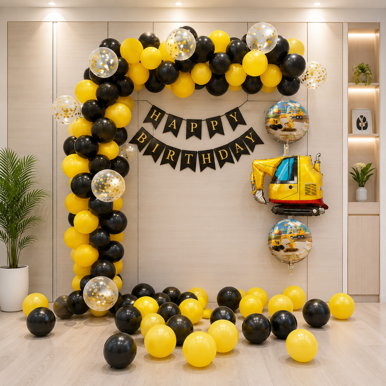 Yellow and black balloons 