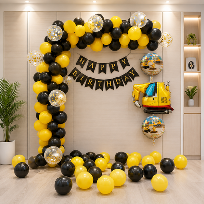 Yellow and black balloons 
