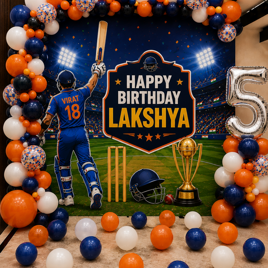 Cricket Theme Birthday Backdrop with Balloons in Bangalore, Hyderabad, Pune, Mumbai