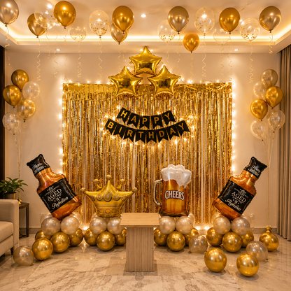 Gold and silver balloon decoration for birthday 
