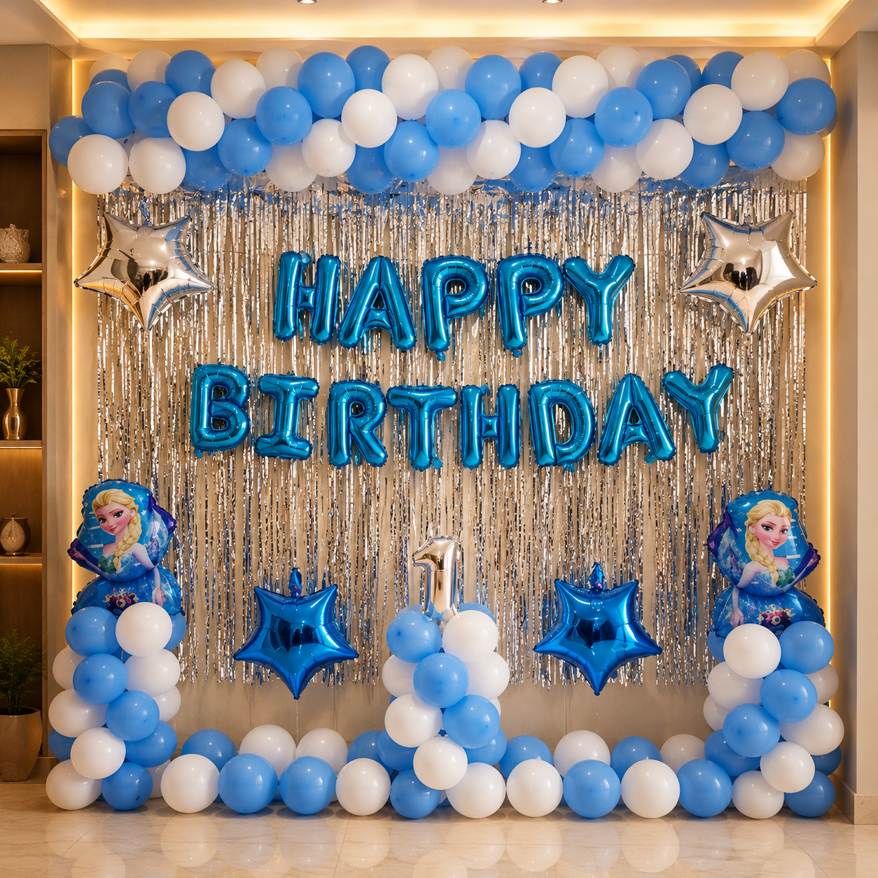 Elsa theme balloon decoration for kids birthday