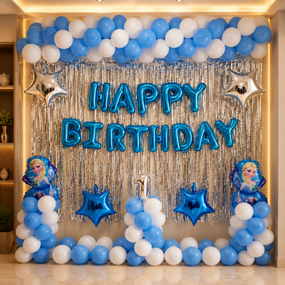 Elsa theme balloon decoration for kids birthday