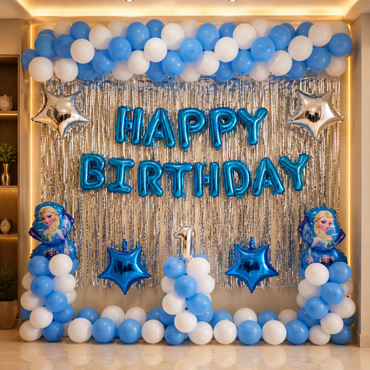 Elsa theme balloon decoration for kids birthday