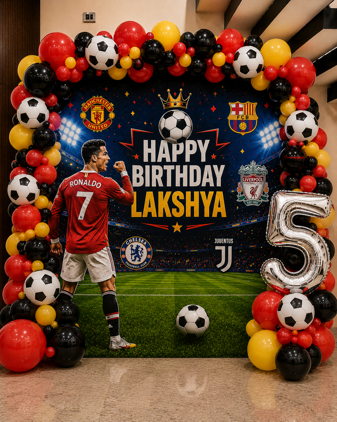 Football Theme Birthday Backdrop with Balloons