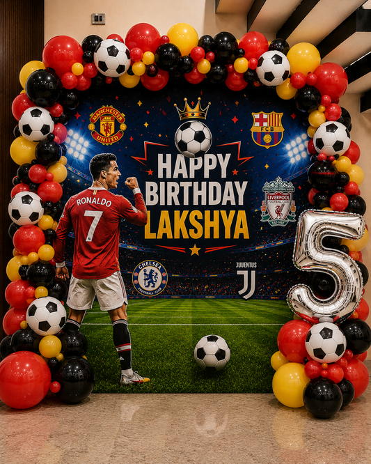 Football Theme Birthday Backdrop with Balloons