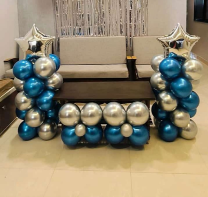 Simple and Classy Birthday Balloons Decoration at home with premium chrome colors.