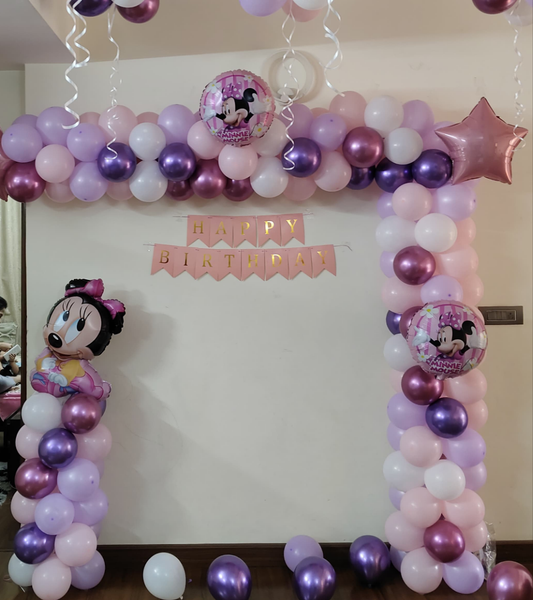 Balloon Decoration For Birthday Minnie Mouse theme Arc Design at Home