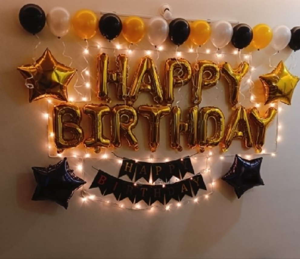 Simple Birthday Decoration at Home with Fairy Lights.