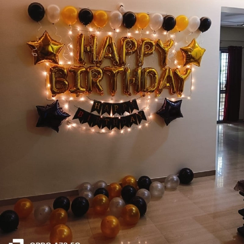 Simple Birthday Decoration at Home with Fairy Lights.