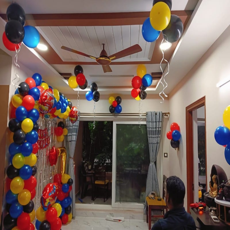 Car Theme Birthday Balloon Decoration at Home for Kids