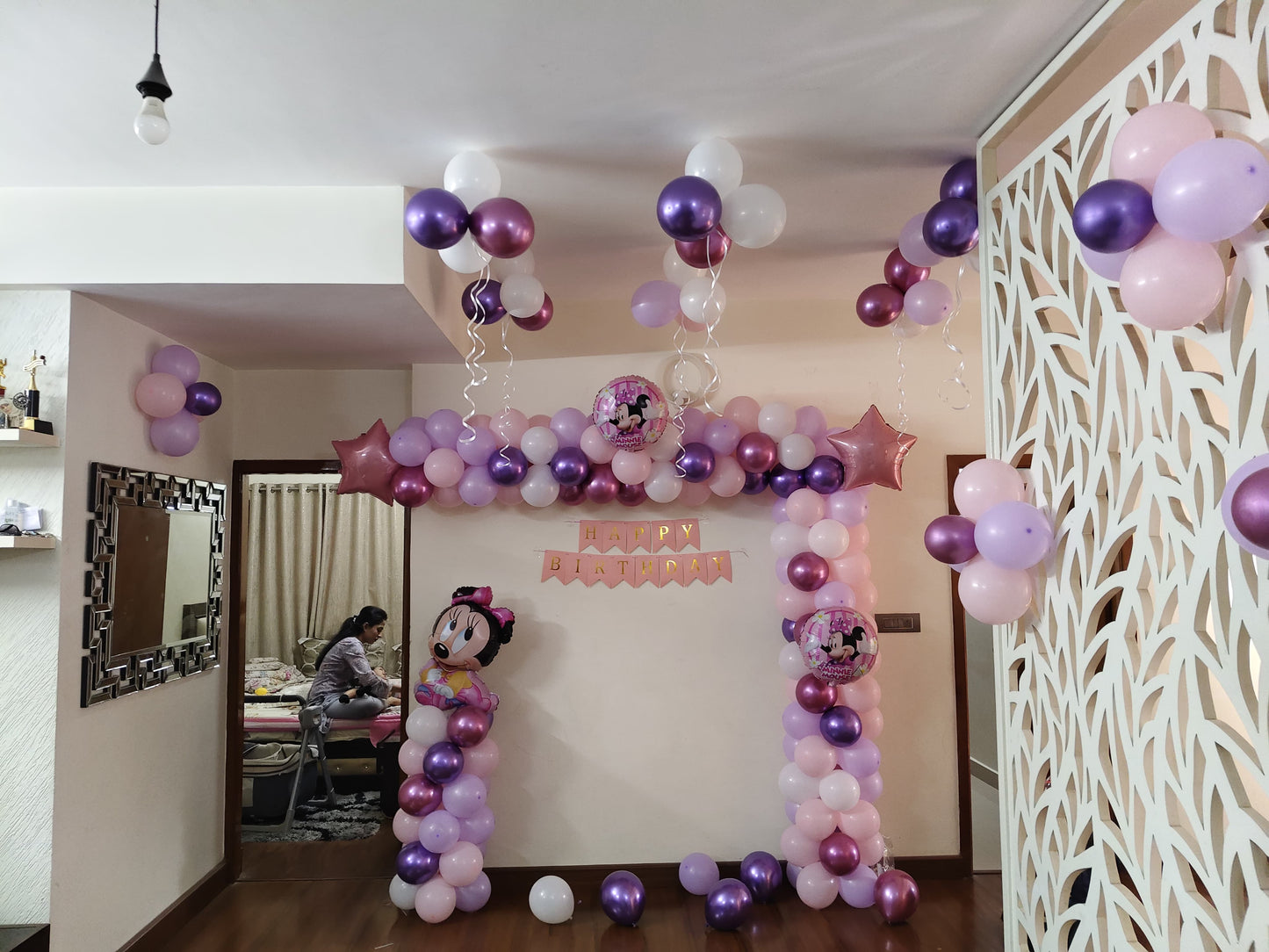 Balloon Decoration For Birthday Minnie Mouse theme Arc Design at Home