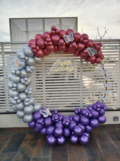 Butterfly Theme Balloons Decoration with Premium Chrome Balloons.