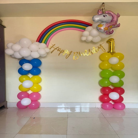 Unicorn Theme Birthday Balloons Decoration with Rainbow Touch