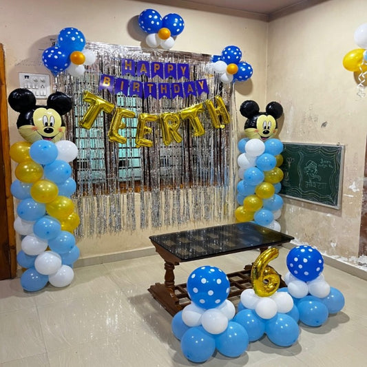 6th Birthday Balloon Decoration at home in Mickey Mouse Theme