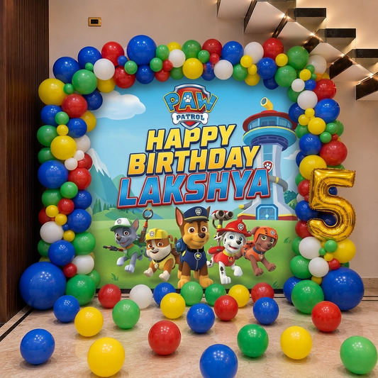 Paw Patrol Theme Birthday Backdrop with Balloons in Bangalore, Hyderabad, Pune, Mumbai