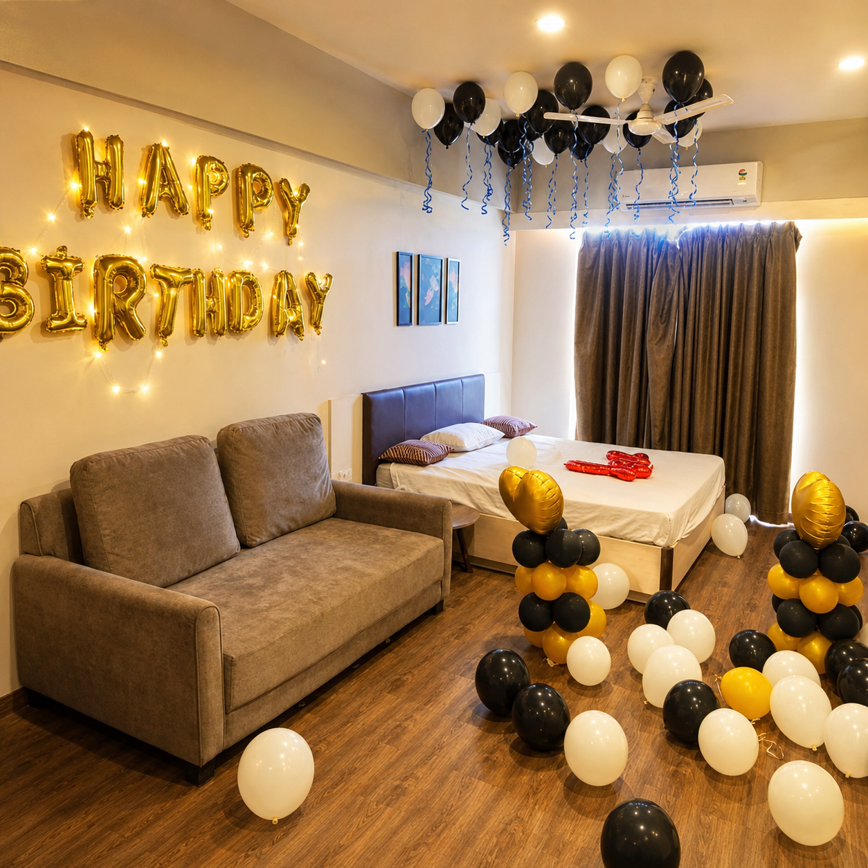 Room Balloon Decoration for Birthday Celebration
