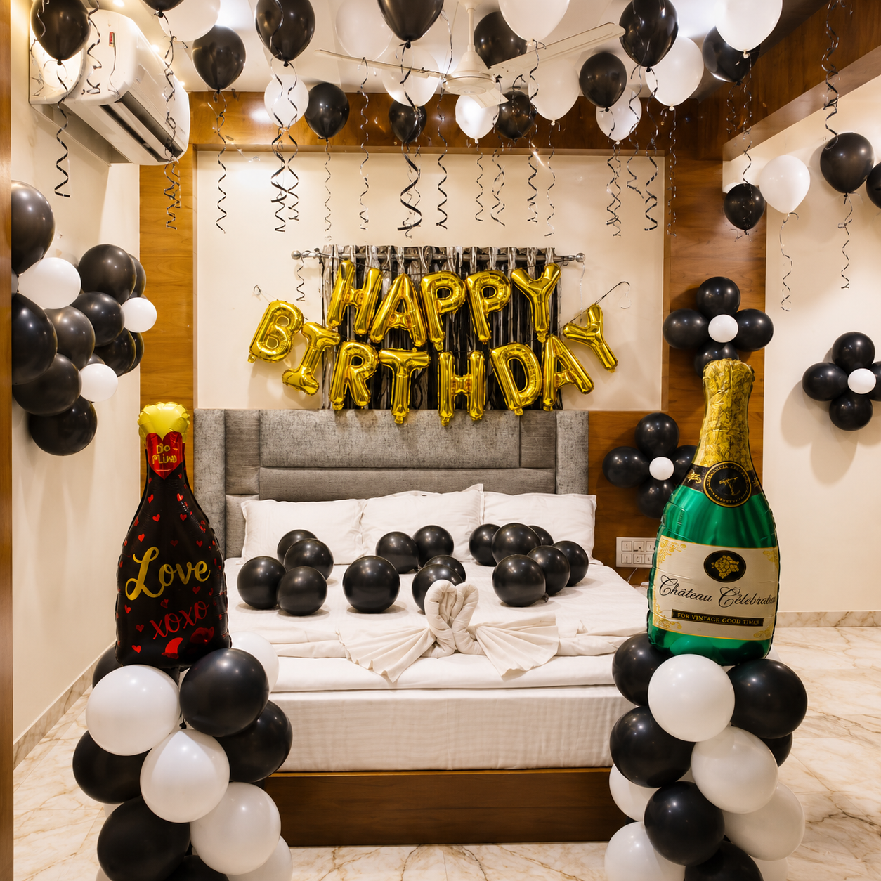 Simple Balloon Decoration in hotel room