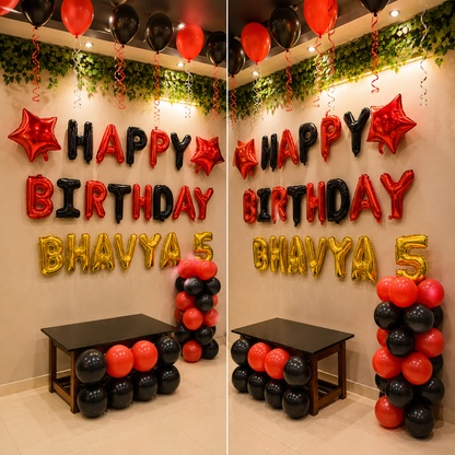Red and black balloons birthday decoration 