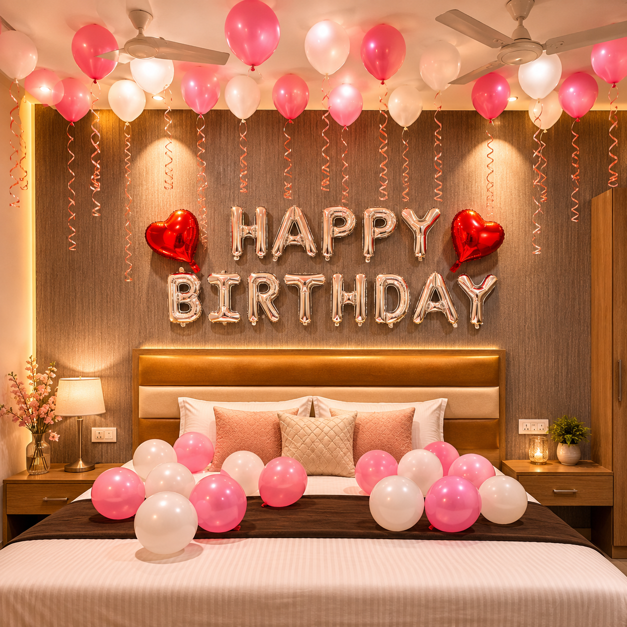 Simple Hotel Room - OYO room Balloon Decoration