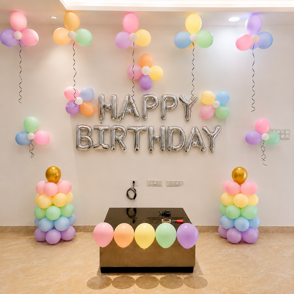 Simple and Colourful kids birthday decoration at home 